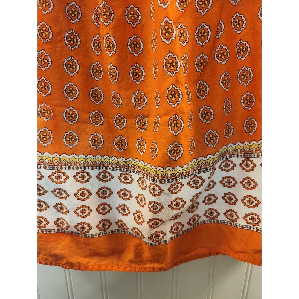 Torrid Orange Medallion Smocked‎ Cotton Cami Top Plus Size 2 Bead Straps Boho - Picture 3 of 8